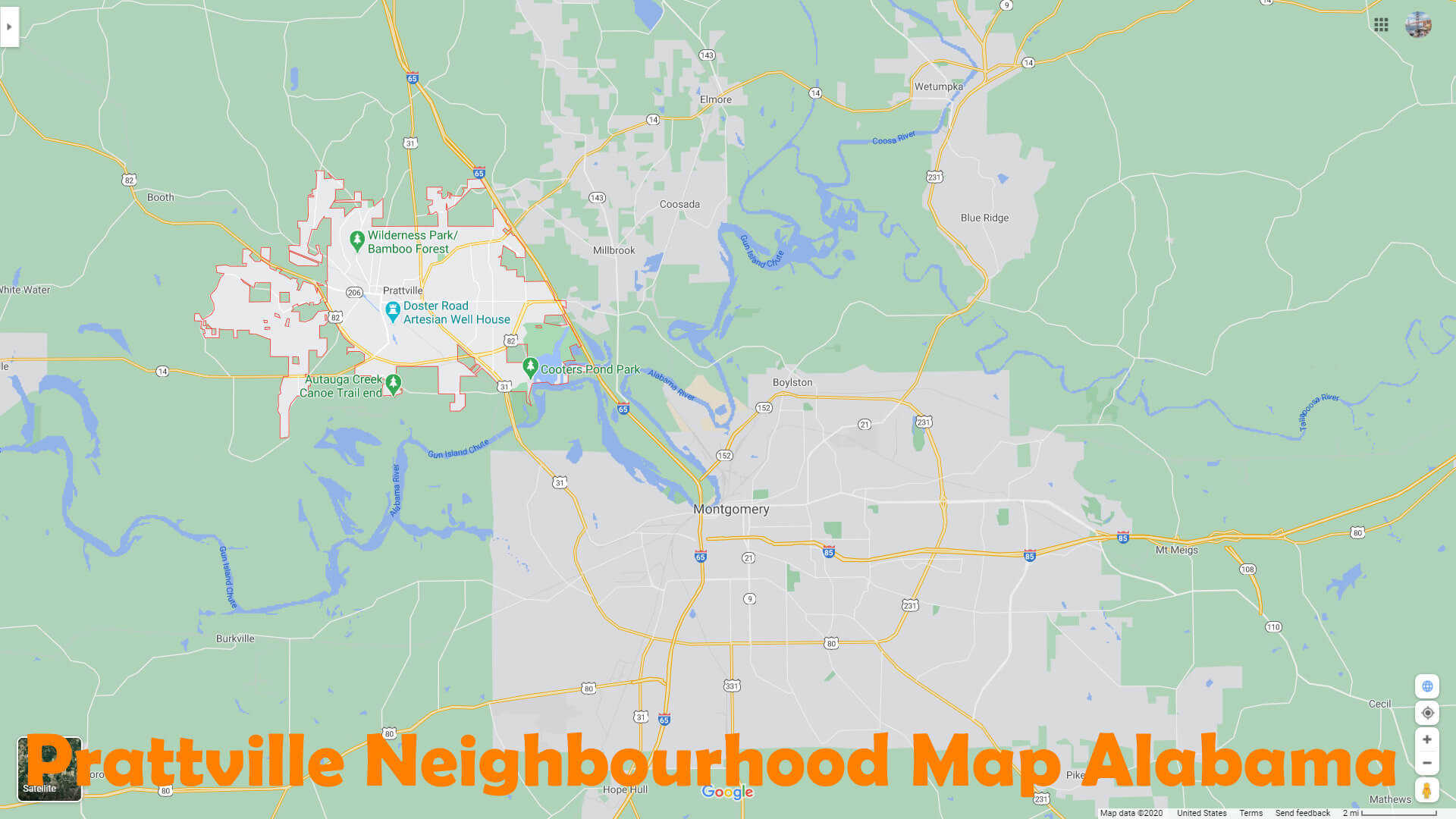 Prattville Neighbourhood Map Alabama